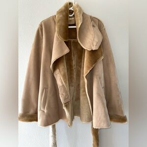 W’s Wilson’s Leather Faux Suede and Fur trim Belted Jacket